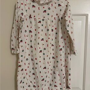 Festive Kids Nightgown in White with Holiday Print